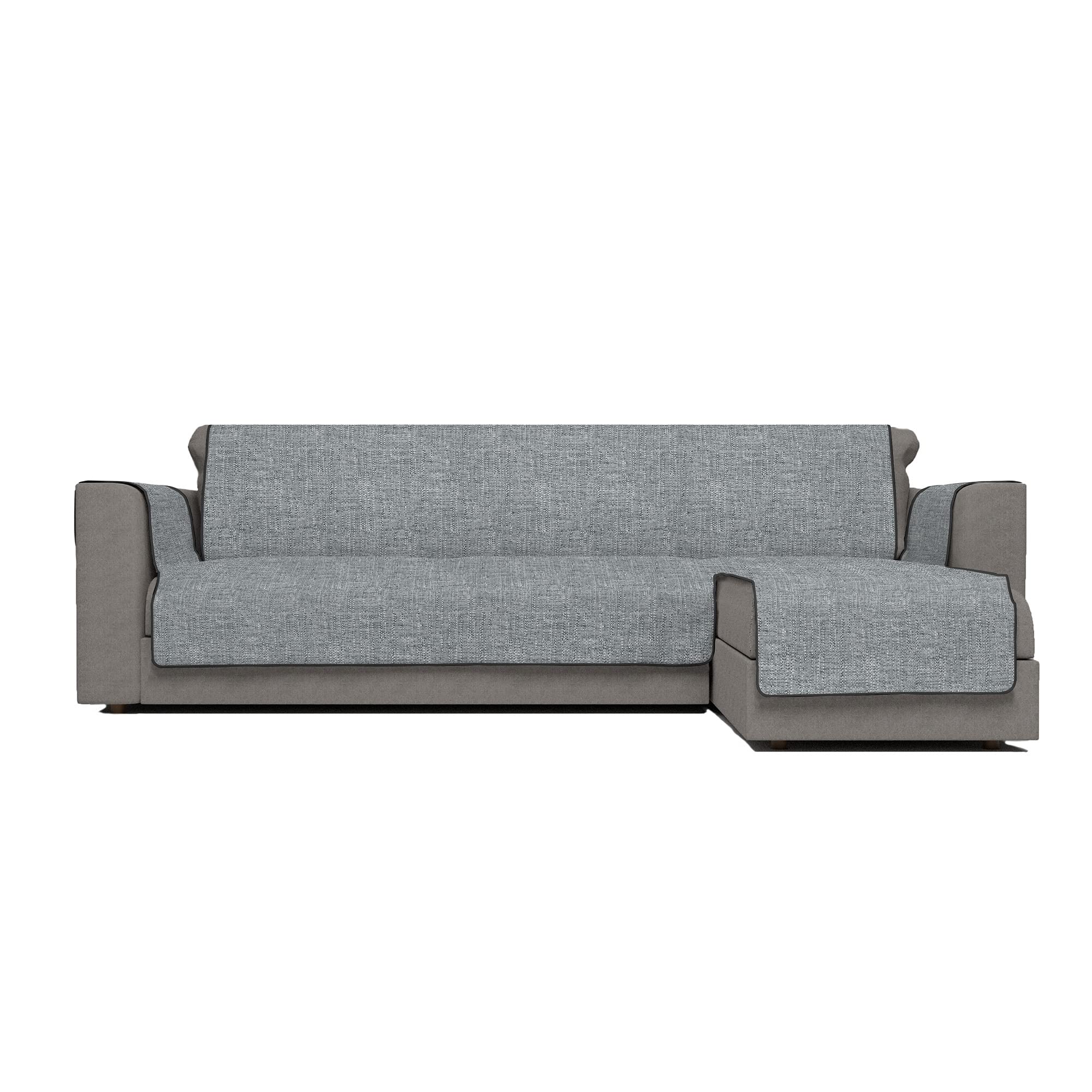 Italian Bed Linen Comfort anti-slip sofa cover with chaiselongue Right, Dark gray, 190cm