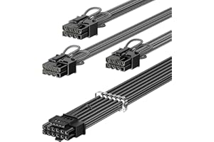 Fasgear PCIe 5.0 GPU Power Cable 70cm | 16pin (12+4) 12VHPWR Connector for RTX 3090 Ti 4080 4090 | 3x8pin (4+4) CPU Male Plug