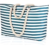 KUAK Beach Bags for Women Extra Large Beach Tote Bag with Top Zipper, 3 Inner Pockets Waterproof Sandproof Swim Pool Bag | Extra Large, with Top Zipper, 3 Inner Pockets, Waterproof, Sandproof