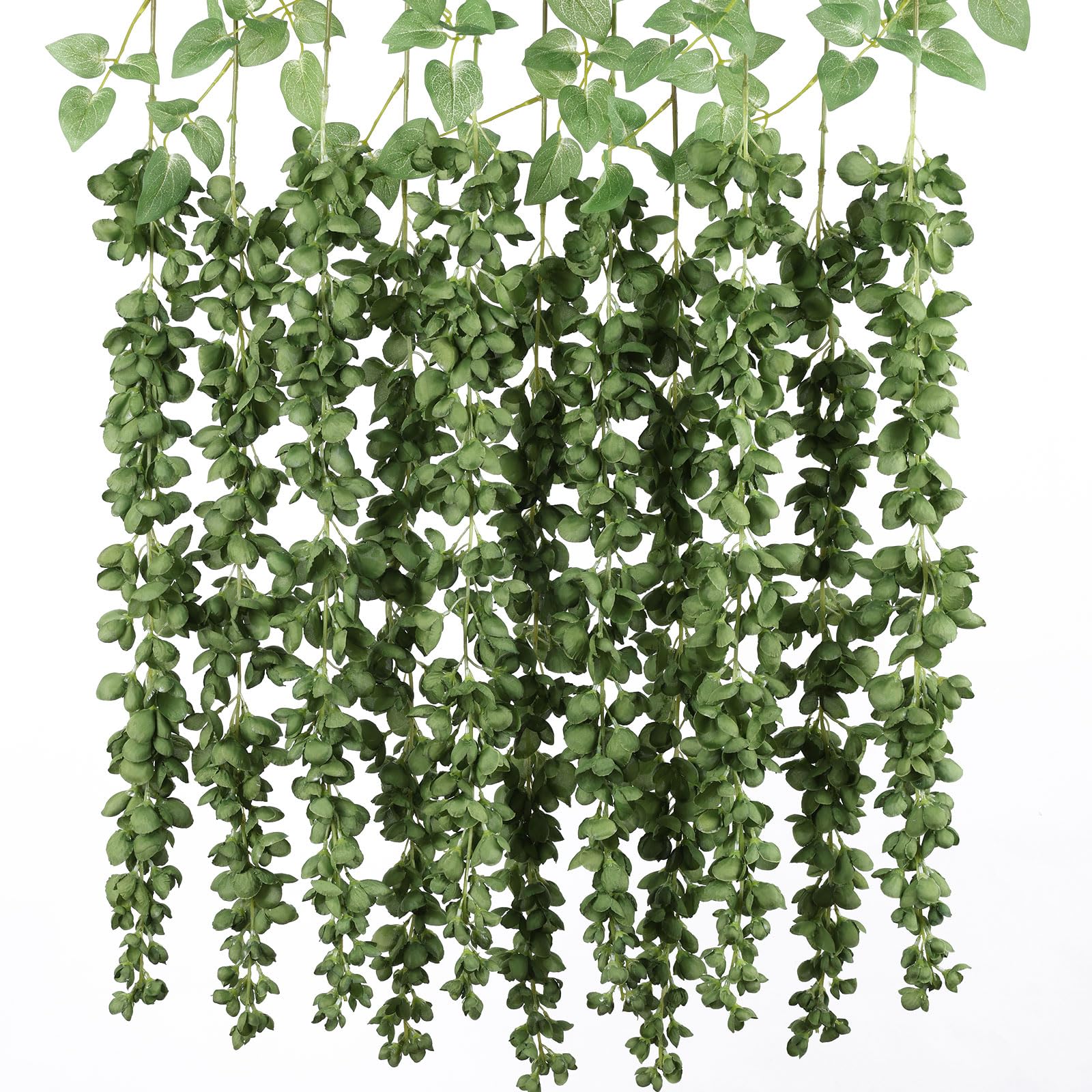 Photo 1 of mizii 6Pcs Green Wisteria Hanging Flowers 48" Silk Wisteria Artificial Flowers Garland Vines Fake Hanging Flowers Decoration for Wedding Flower Wall Backdrop Centerpieces Party Room Decor (Green)