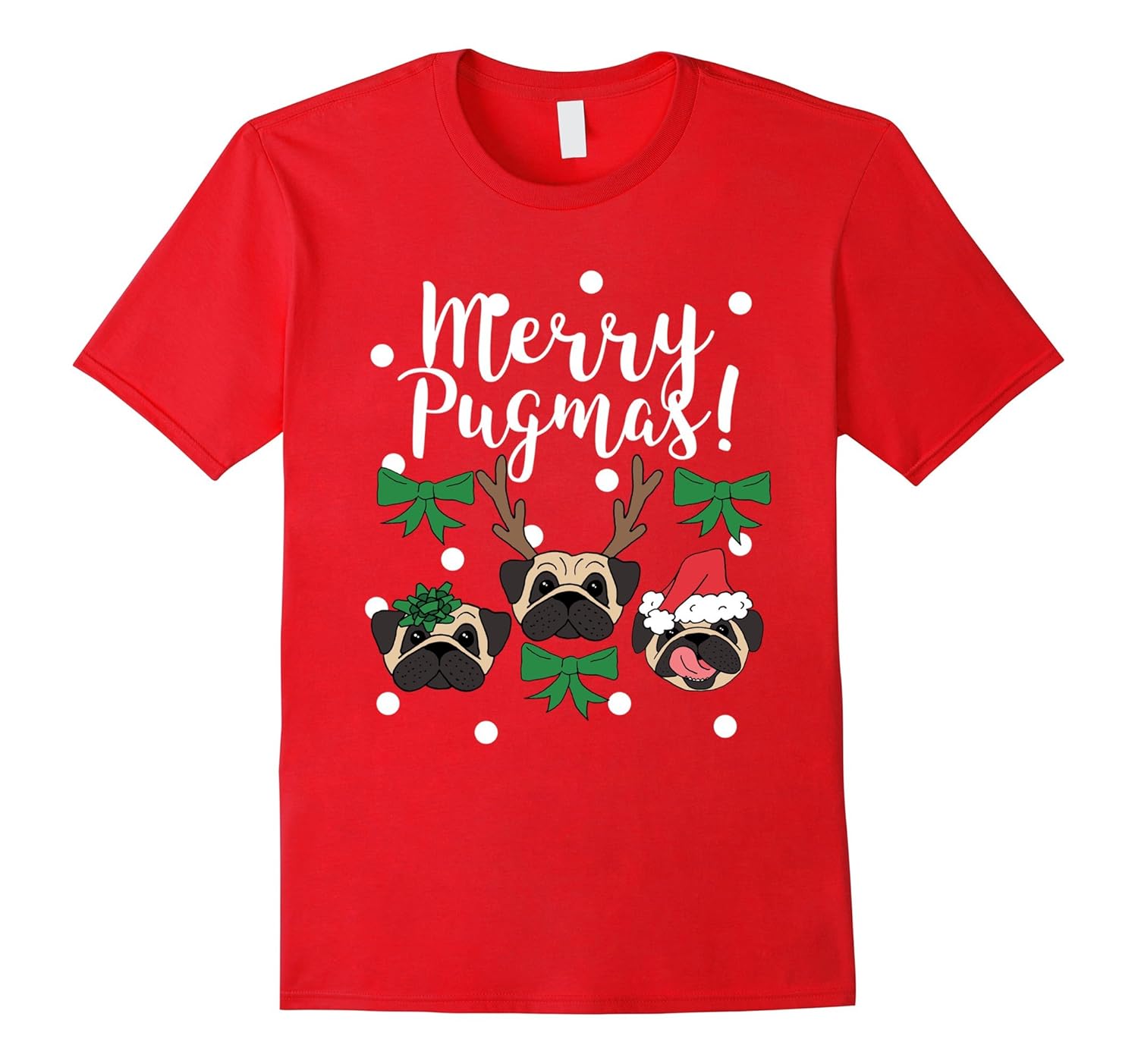 Merry Pugmas Cute Pug Santa Reindeer Christmas Teen T Shirts-ANZ