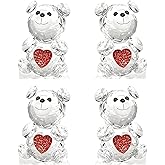 Rotroyce 4-Pack Crystal Glass Bear Figurines - Handmade 3D Animal Paperweights, Christmas Home Decor Gift Set for Holidays, Birthdays, Mother's Day (Red Bear 4-Pack)