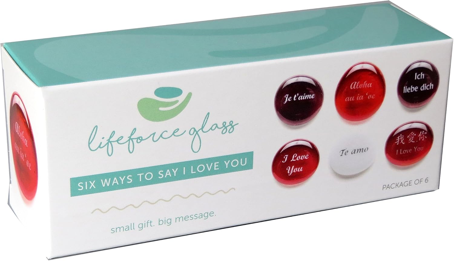 Lifeforce Glass I Love You Glass Stones in Six Languages. Delight Your Beloved. Set of Six in a Deluxe Gift Box: Home & Kitchen