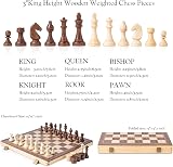 A&A 15 inch Folding Chess Checkers Set Staunton Pieces 3 inch King 2 Extra view 3
