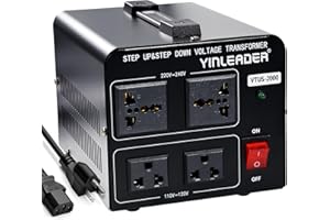 Yinleader 2000W Voltage Converter Transformer(110V to 220V OR 220V to 110V) 2000 Watt Step Up/Down Converter 110/120 Volt - 220/240 Volt w/US Power Cord,Circuit Breaker Protection (VTUS-2000)