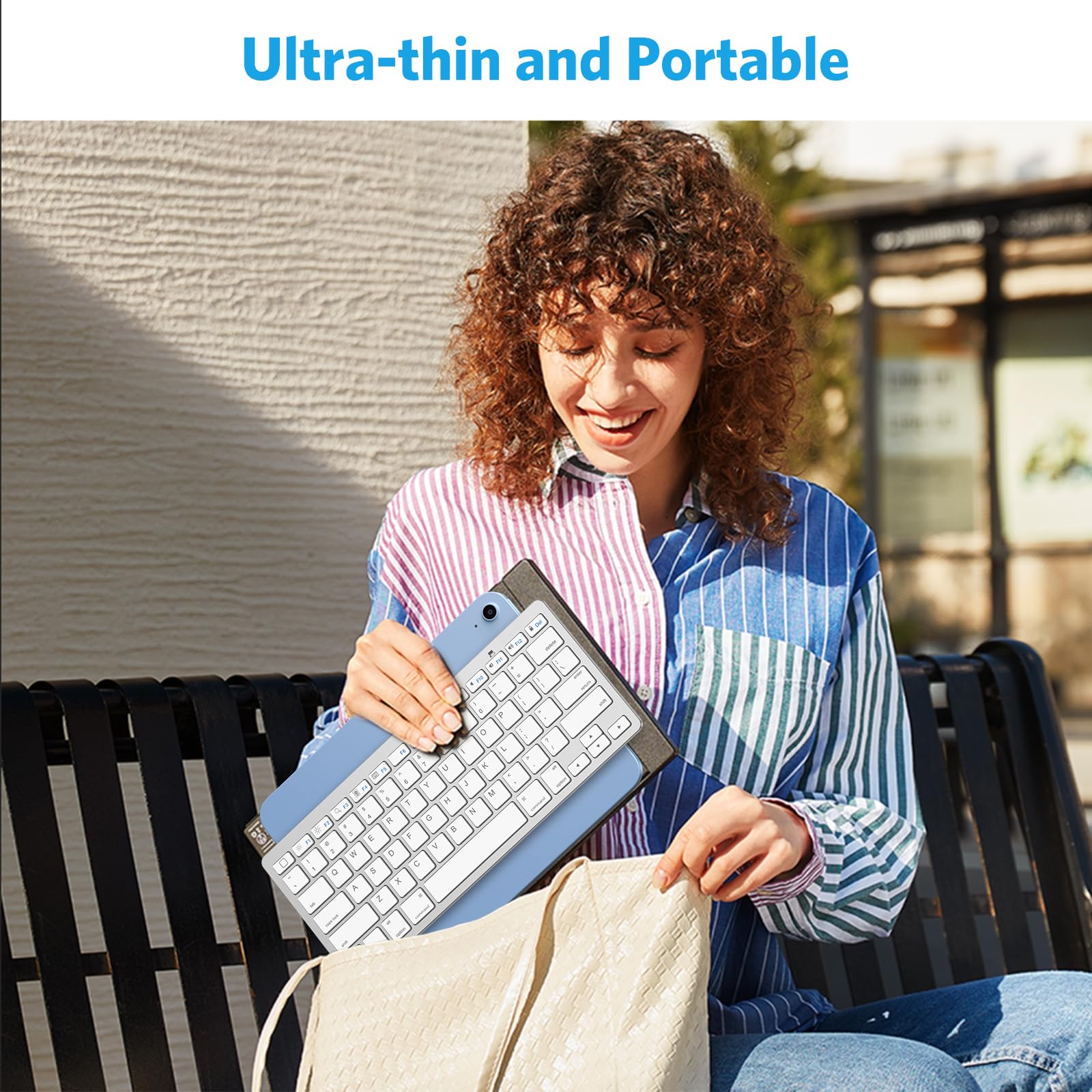 OMOTON Bluetooth Keyboard Compatible with iPad 10th Generation, iPad 10.2 (9th/8th/7th), iPad Pro 13/12.9/11 inch, iPad Air/Mini and More iOS Devices, White