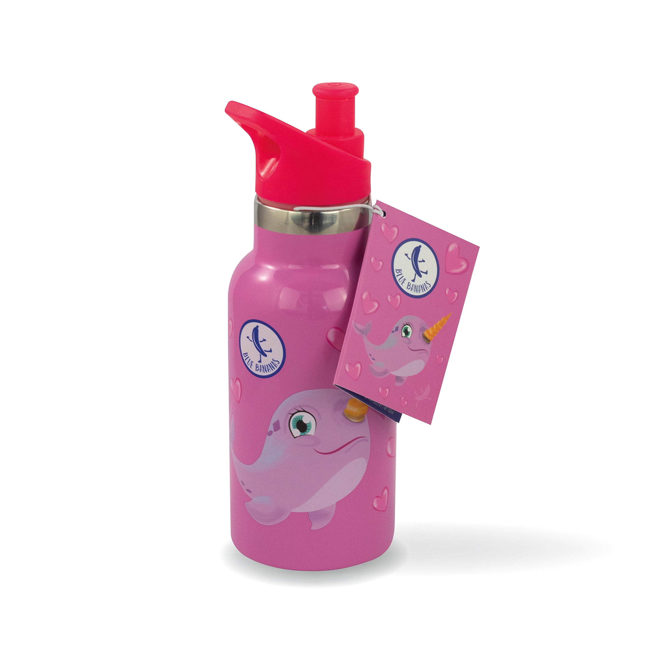 Blue Bananas 350 ml Stainless Steel Drinking Bottle for Kids - High Quality Stainless Steel Vacuum Bottle - with Narwahle Motif