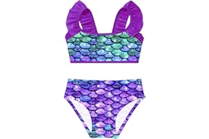 Lorilida Baby Girls Bikini Bathing Suit Kids Ruffled Mermaid Swimsuit Tankini Set Swimming Costume