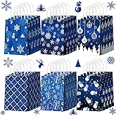 Yeaqee 18 Pcs Winter Snowflake Gift Paper Bag Winter Paper Party Wonderland Goodie Bags with Handle Snowflakes Snowman Deer Decor for Birthday Holiday Party Supplies 6.3 x 8.66 x 3.15 Inch
