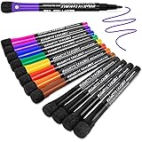 JR.WHITE Magnetic Dry Erase Markers Fine Tip, 9 Colors (12 Pack) Whiteboard Markers with Eraser Cap, Low Odor Erasable Marker
