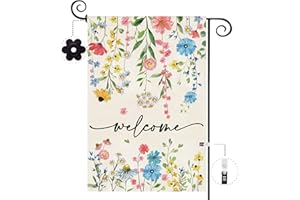 Baccessor Summer Welcome Floral Garden Flag 12.5x18 Inch Double Sided Summer Yard Flag Spring Outside Outdoor Seasonal Burlap Funny Flowers Flags Home Patio Decoration