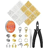 FIVEIZERO 1950 Pcs Jewelry Making Cord End Kit,Crimp Tube Beads with Organizer Box,Includes Crimp Beads, Cover, Lobster Clasp,Jump Ring,Wire Guardians,Crimping Pliers &amp; Beading Wire for Bracelets