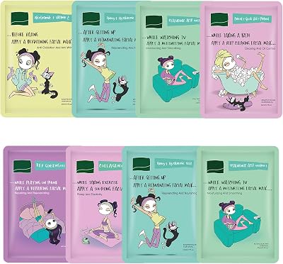 Asheyya 8PCS Face Masks for Girls Hydrating Nourishing All Skin Types