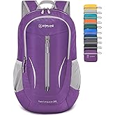 ZOMAKE Ultra Lightweight Packable Backpack 25L, Foldable Hiking Backpacks Water Resistant Small Folding Daypack for Travel(Purple)