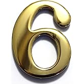 2" Solid Brass Mailbox Number #6 / Better Box Mailboxes Two Inch Tall Numbers with 3M Peel and Stick Auto Grade Adhesive - Clear Coat Sealed Weatherproof BN6