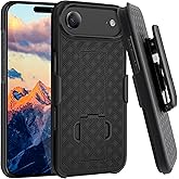 Fingic for iPhone Air Case,iPhone 17 Air Belt Clip Holster Case Slim Combo Shell with Kickstand Swivel Holster Rugged Shockproof Antiscratch Full Body Protective Cover for iPhone 17 Air,2025,Black