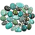 SGM Shop™ Natural Tibetan Turquoise Cabochon Loose Gemstone Flat Back Mix A+ Quality For Jewelry Making, Crafts & DIY, Wedding Gift, Healing Chakra, Wire Wrapping Crystals-2 Pcs