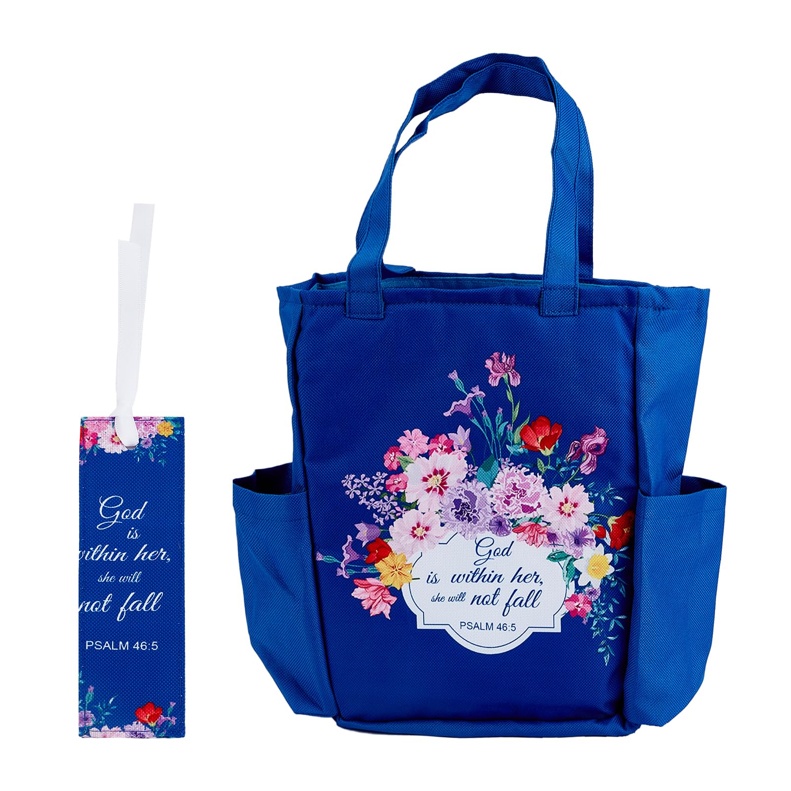 NICENEEDED Floral Bible Case, Book Cover Handbag, Church Bag Bible Protective, Carrying Book Pouch with Handle Multipockets Bible Carrier Portable Notebook Carrying Cases for Work Travel Shopping