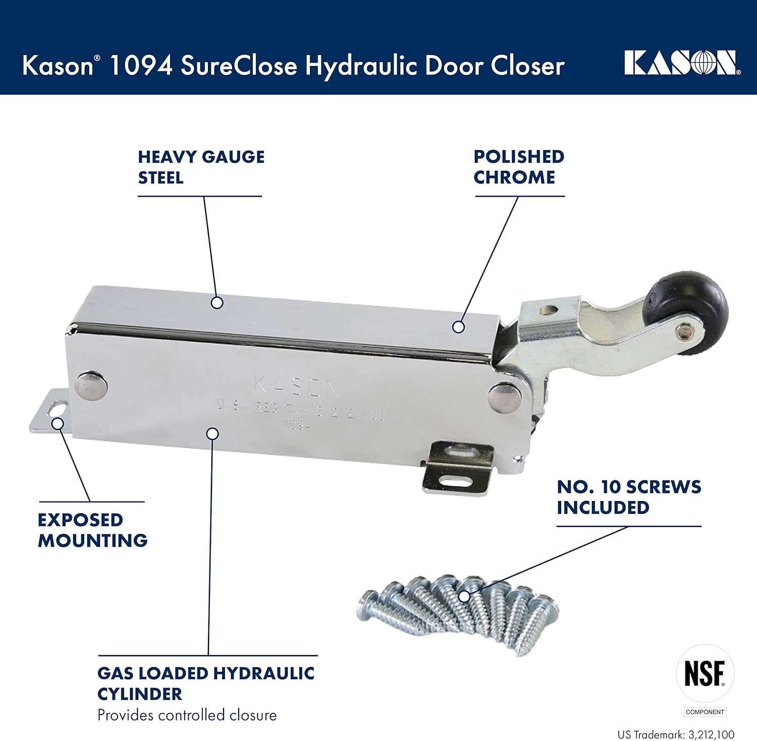 Concealed Mounting Kason 1094 Sureclose Hydraulic Door Closer