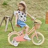 Glerc 12 Inch Kids Bike for Girls Peach with Basket Stabilisers Bell view 7