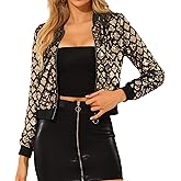 Allegra K Women's Sequin Jacket Bomber Long Sleeve Zipper Shiny Glitter Tops Sparkly Party Slitter Outfit