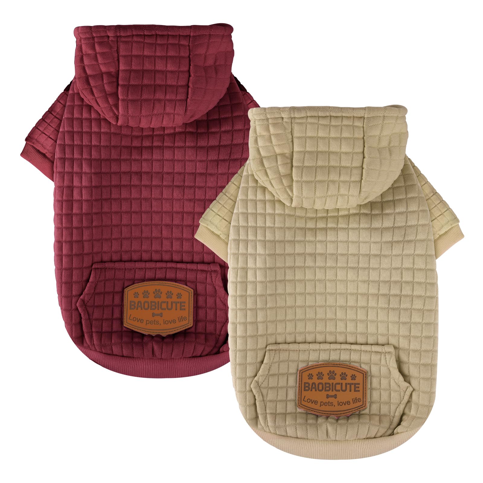 Photo 1 of 2 Pack Dog Hoodie Sweaters for Small Medium Large Dogs Winter Fall Warm Dog Clothes for Small Dogs Ultra-Soft Sweatshirt Jackets Waffle-Like Laminated Coats Bulldog Pitbull Schnauzer Cats