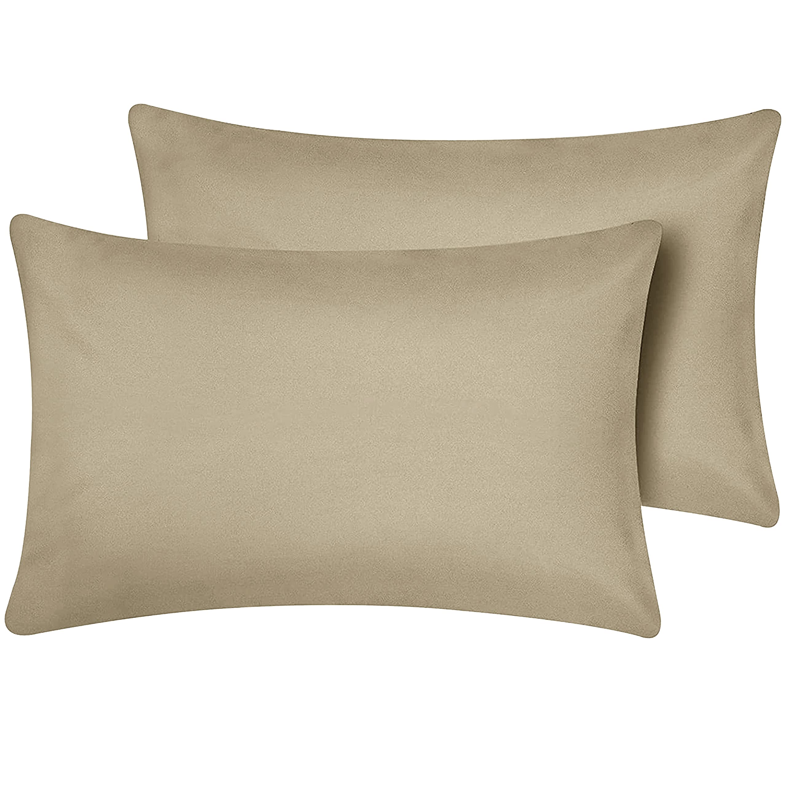 Oxford Homeware Pillow Cases 2 Pack Brushed Microfiber – Standard Pillowcases Fade Resistant Pillow Cover Envelope Closure Beige Pillow Covers (50 x 75 cm) — image 1