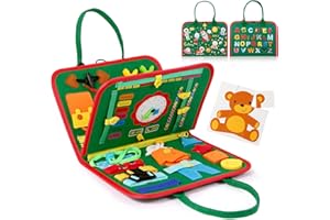 Hooku Busy Board for 1 Year Old, Montessori Sensory Toys for Toddlers 1-3, Fine Motor Travel Toys, Toddler Learning Activities, Birthday Gifts for Baby Boy Girl