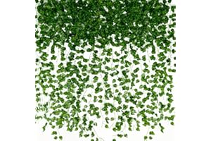 Jinwu 24 Pack 160.8 Ft Artificial Ivy Garland, Fake Vines Leaves Hanging Vine Plants Green Leaves for Bedroom Home Garden Trellis Fence Balcony Wedding Party Event Decorative