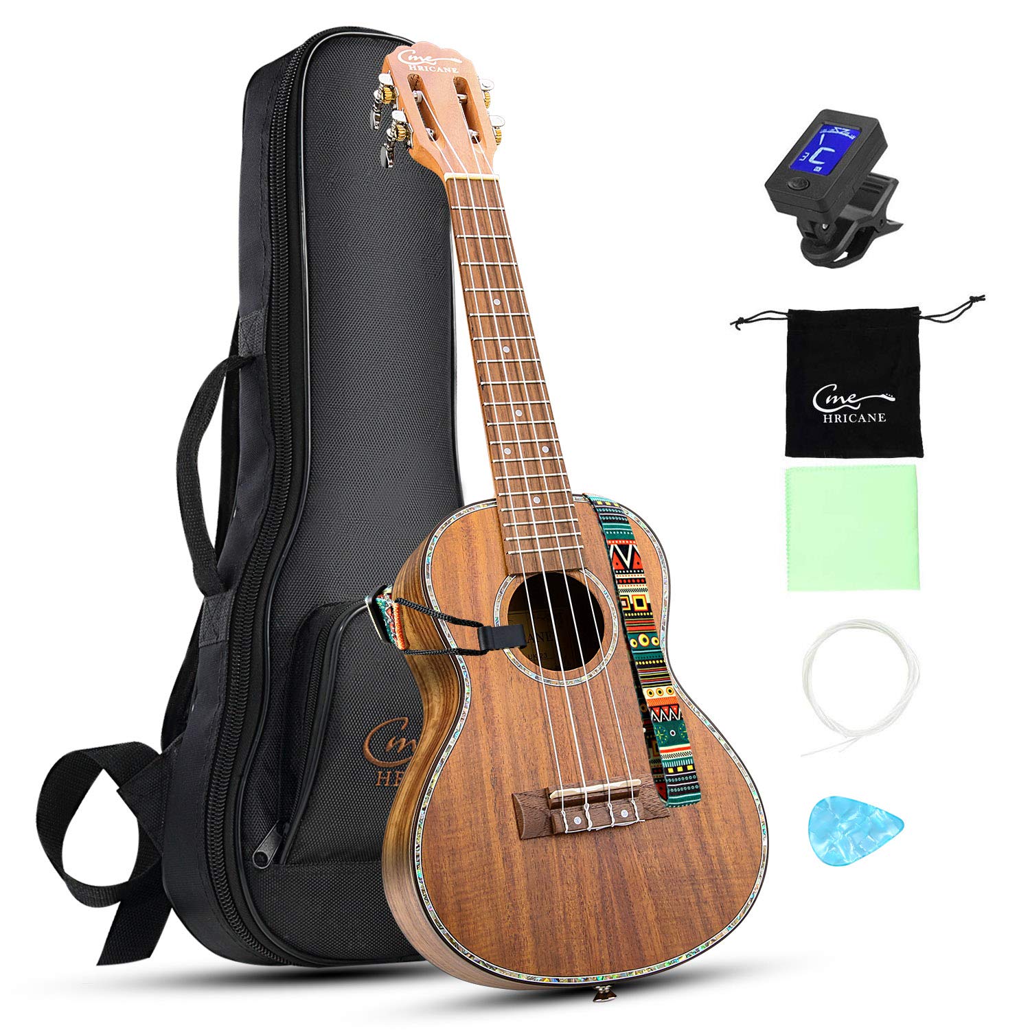 Hricane Concert Ukulele, 23 Inch Uke Koa With Standard Carry Bag and