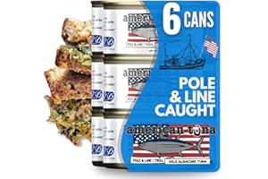 American Tuna Sushi-grade Wild Albacore Tuna Fish - No Salt Added, Wild Caught, MSC Certified, and Pole Caught | (6) 6 Ounce Cans | Super Premium Canned Tuna for Health and Flavor Enthusiasts!