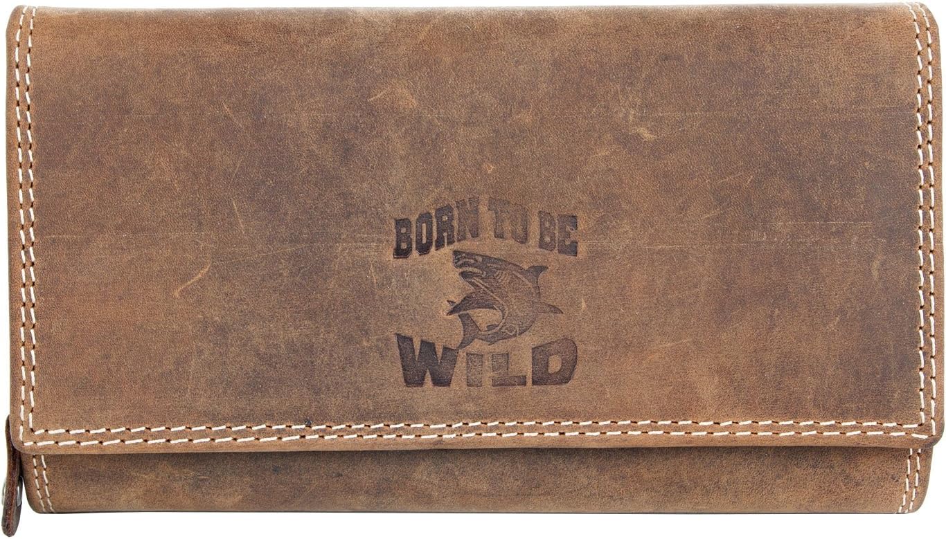 Women's Brown Natural Strong Genuine Leather Wallet with Shark Sale