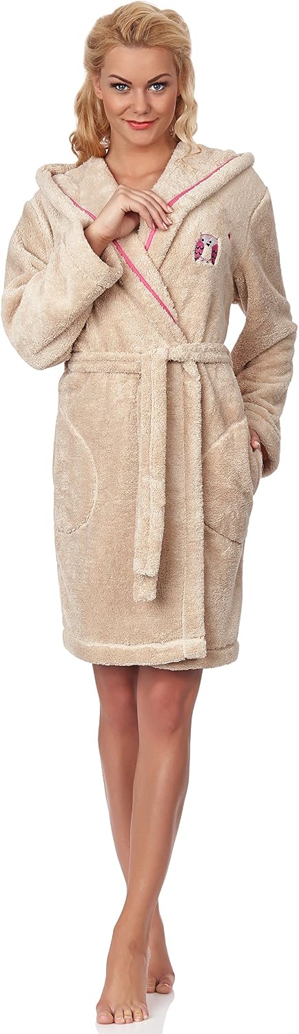 NY Threads Robe De Chambre Femme à Capuche | Polaire Douce | Confortable | Poches | Parfait Pour La Détente