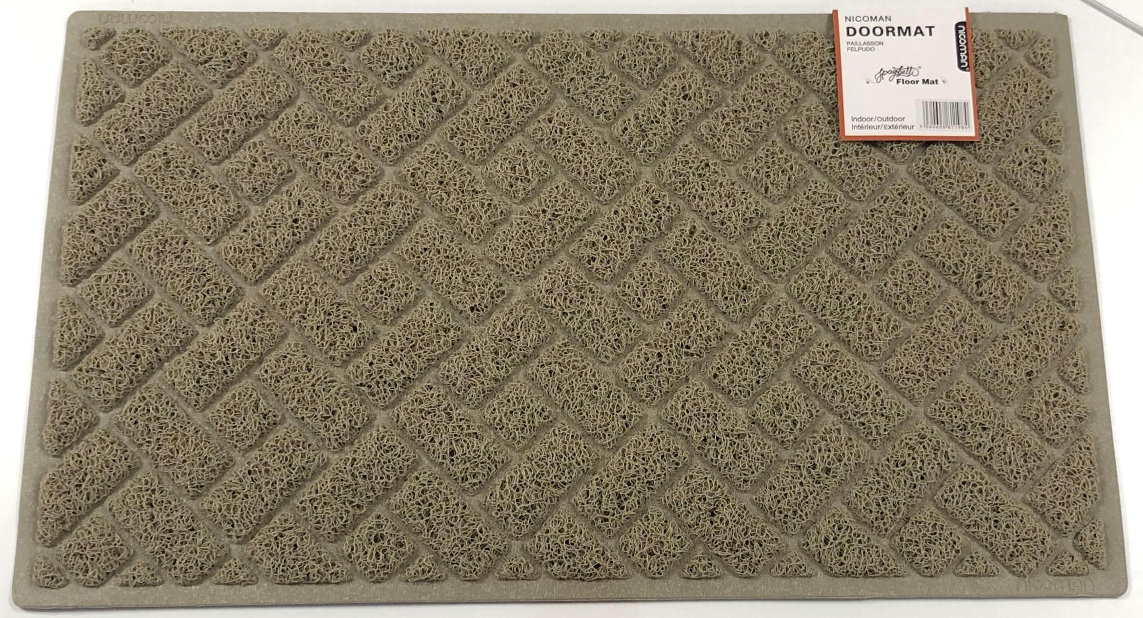 Nicoman Diamond Quilted Shape Doormat｜Non-Marking Non-Slip On Hard Floors｜For Indoor or Sheltered Outdoor Use (75x44cm, BEIGE, Use Indoor or Sheltered Outdoor)