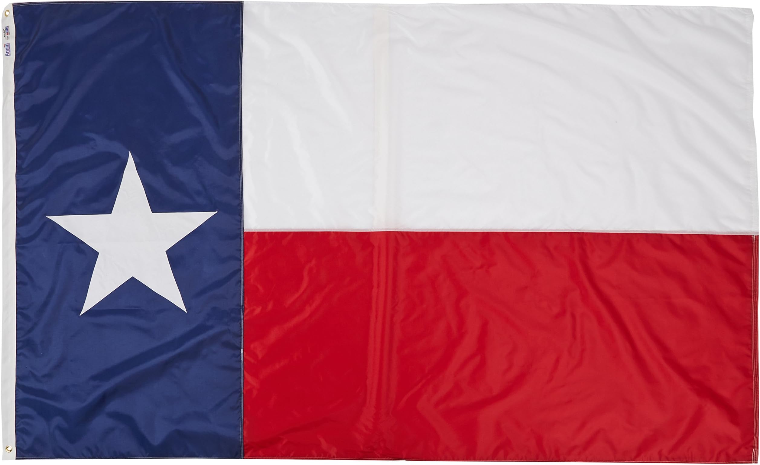 Annin Flagmakers Model 145280 Texas Flag Nylon SolarGuard NYL-Glo, 5x8 ft, 100% Made in USA to Official State Design Specifications