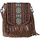 Montana West Western Small Purses for Women Crossbody Bag Fringe Purse Leather Women's Shoulder Handbags Tooled Aztec