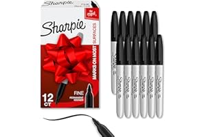 Sharpie Permanent Markers, Fine Point, Black, 12 Count