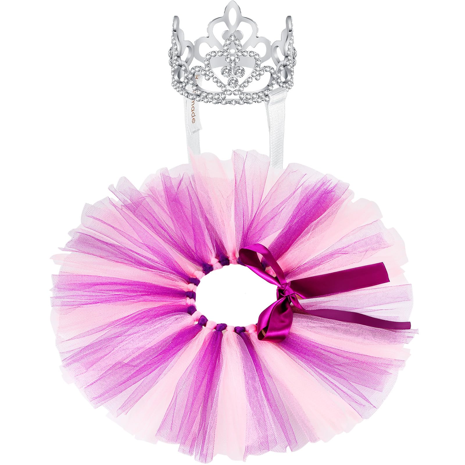 Photo 1 of 2 Pcs Dog Crown Headband Dog Tutu Dress Set Crystal Rhinestone Tiara Crown Tutu Skirt Pet Dress Costume for Puppy Birthday Party Wedding Photo Prop Costume(X-Large,Pink Purple)