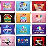 Reginary 12 Pcs Theater Makeup Bags Bulk Theater Gifts for Women Musical Broadway Cosmetic Bags Zipper Pouch Drama Comedy Tragedy Mask Gifts for Theatre Lovers Actors and Students