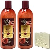 Bath & Body Works Champagne Apple & Honey 2 Pack Moisturizing Shampoo Bundle with a Natural Oats Sample Soap