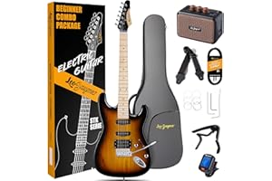Leo Jaymz 39 Inch Full Size Electric Guitar Kit Electric Guitar Beginner Kits - Amplifier, Tuner, Gig bag (Sunburst 5W)