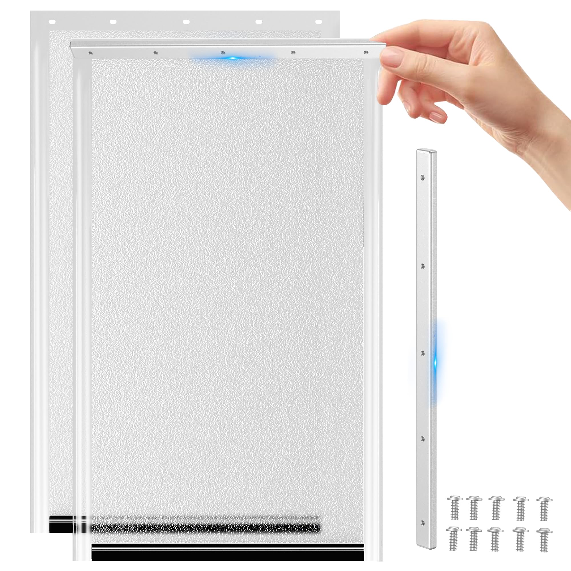 Photo 1 of 2 Pack Large Dog Door Replacement Flaps with 1 Metal Bracket and Screws, Compatible with Petsafe Freedom Doggie Doors, PAC11-11039 10 1/8" X 16 7/8" Magnetic Closure (Frosted Transparent)