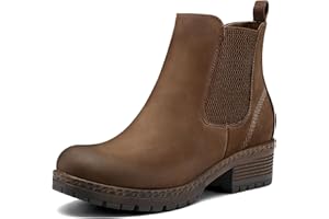 mysoft Women's Chelsea Ankle Boots Side Zipper Chunky Block Low Heel Booties Lug Sole Short Boots