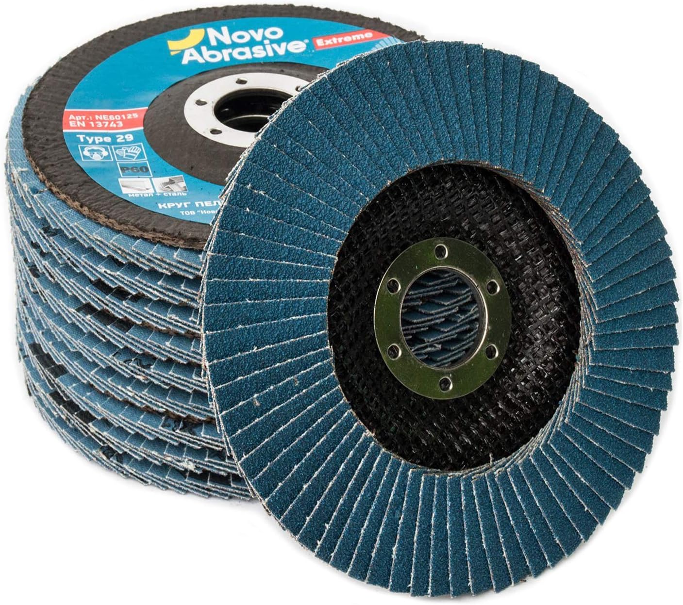 Pack of 10 Zirconia Flap Grinding Disc 125mm 60 Grit Abrasive Sanding Flap Wheel for Angle Grinders by NOVOABRASIVE