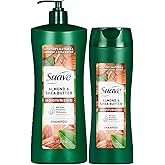 Suave Almond Shea Butter Moisturizing Shampoo 2-Size Bundle, Clarifies & Replenishes Dry, Damaged Hair