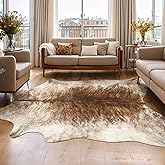AROGAN Western Decor Faux Fur Cowhide Rug, 4.6 x 5.2 Feet Premium Animal Skin Cow Hide Rug, Sturdy Cow Print Rugs for Wall De