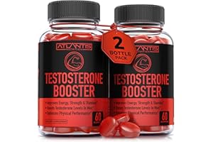 ATLANTIS NUTRITION Testosterone Booster For Men Gummies - Enhances Strength & Stamina - Optimizes Physical Performance & Male Enhancement - Made With Tribulus, Horny Goat Weed, Maca Root & More. 2-Pack (120 Gummies)
