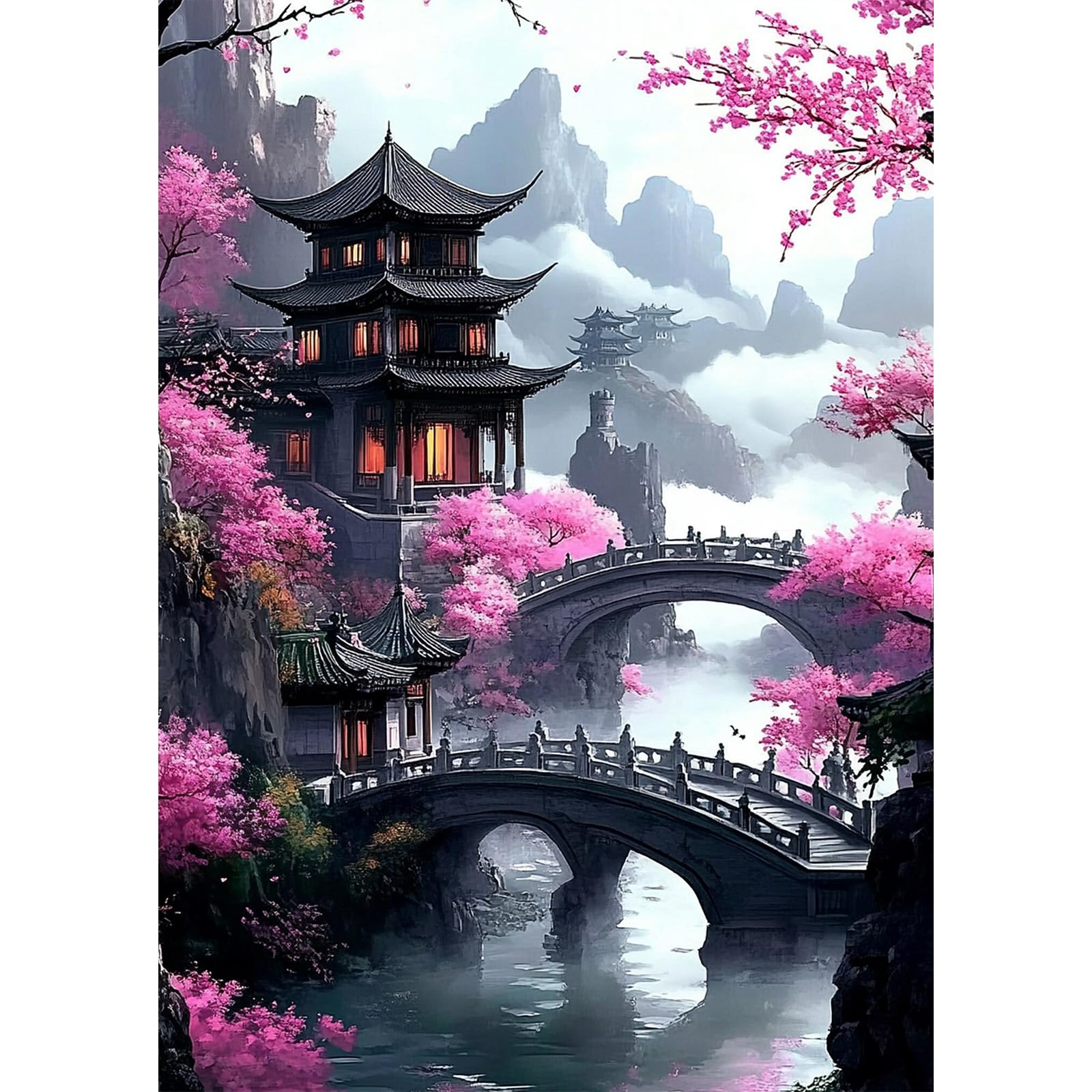 MEIYUDA Diamond Painting Art Landscape, 5D Diamond Painting Kits for Adults Wall Art Diamond Painting, Diamond Painting Kit DIY Gem Crystal Art for Home Wall Decor 30x40cm