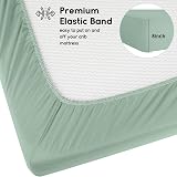 Yoofoss Fitted Cot Bed Sheets 140x70cm 2 Pack Green Giraffes Soft view 3