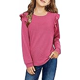 storeofbaby Shirts for Girls Long Sleeve Casual Loose Fit Tunic Tops Solid Blouses